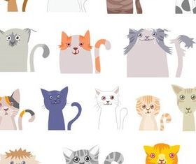 Different Funny Cats Vector