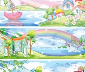Color Cartoon Banners vector