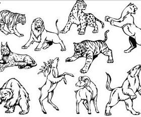 Silhouettes wild animals vector