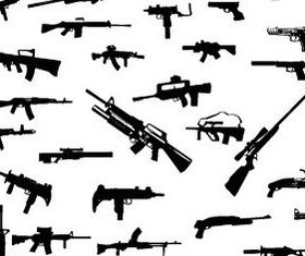 Guns and tanks silhouette vector