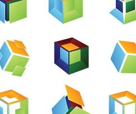 Coloful Cube Logotypes Vector Illustration