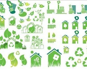 Ecological Green Icons vectors graphic