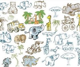 Drawing African Animals Vector
