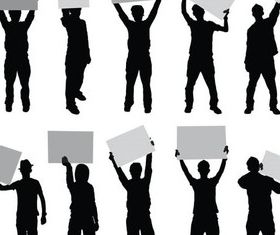 People with Signs Vector