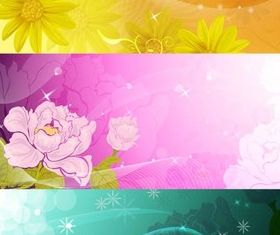 Color Flower Banners vector material