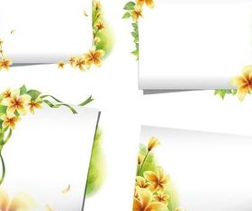 Paper with flowers vector set