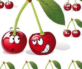 Cartoon cherry set vector