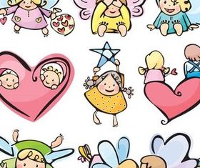 Funny Cartoon Angels vector set