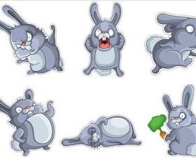 Funny Gray Rabbits vector