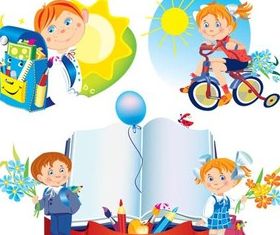 Children go to school vectors
