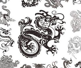 Dragons Ornaments shiny vector