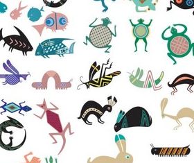 Different Ornamets Animals set vector