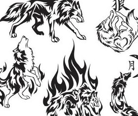 Tattoo wolf graphic vector