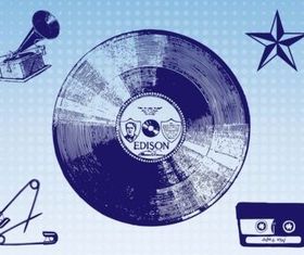 Vintage Music Images vector material
