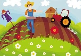 Cartoon farm tractor vector