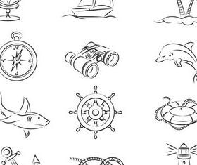 Drawing Travel Icons set vector