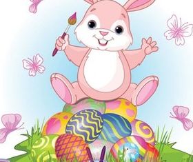 Cartoon rabbit and egg 1 creative vector free download