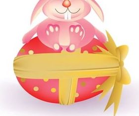 Cartoon rabbit and egg 3 vector