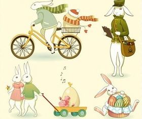 Cute Easter eggs rabbit vector design