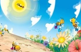 Cute cartoon bee set vector