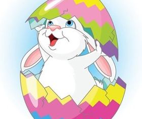 Cartoon rabbit and egg 1 creative vector