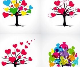 Color love tree shiny vector