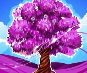 Beautiful pink tree vectors