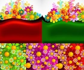 set color flowers vector graphic