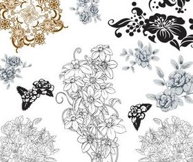 Different Flower Ornaments vector