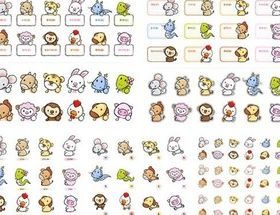 Cute cartoon animals Chinese Zodiac chart vectors