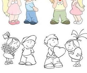 Cartoon kids set vector