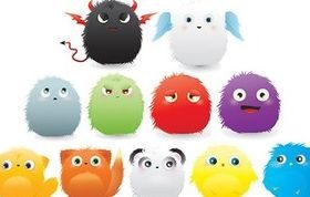 Furry animal cartoon vector set