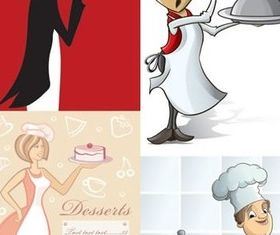 Cartoon image waiter vectors graphic