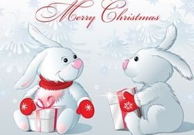 Cartoon rabbit set vector