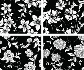 Vintage Black and white flower decoration vector
