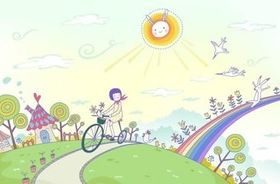 Cartoon girl happy life 2 vector