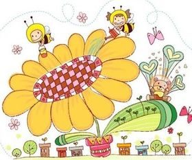 Cute hand-painted children 4 vector