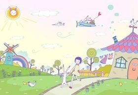 Cartoon girl happy life 1 vector