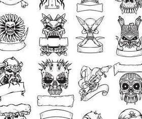 Tattoo with skulls free shiny vector