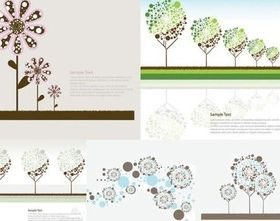 flowers and trees cute vector