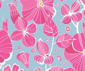 Painting flowers and birds vectors