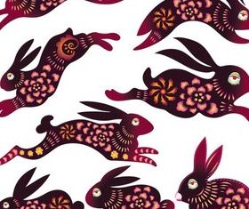 Color Ornaments Rabbits vector
