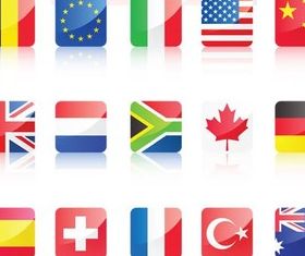 Countries Glass Symbols free vector