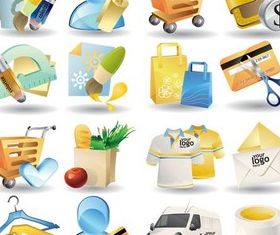 Color Shopping Icons vector