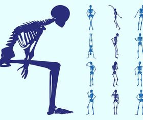 Human Skeletons Silhouettes art vector material