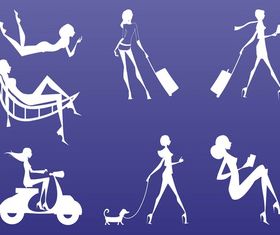 Girls Silhouettes vector graphics