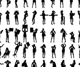 Business People Silhouettes Set vector