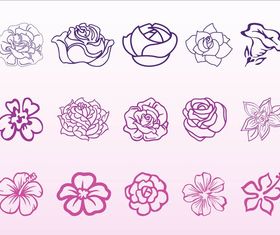 Flower Blossoms Graphics Set vectors material