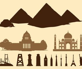Buildings And Landmarks shiny vector