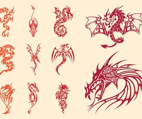Dragons Tattoos Set set vector